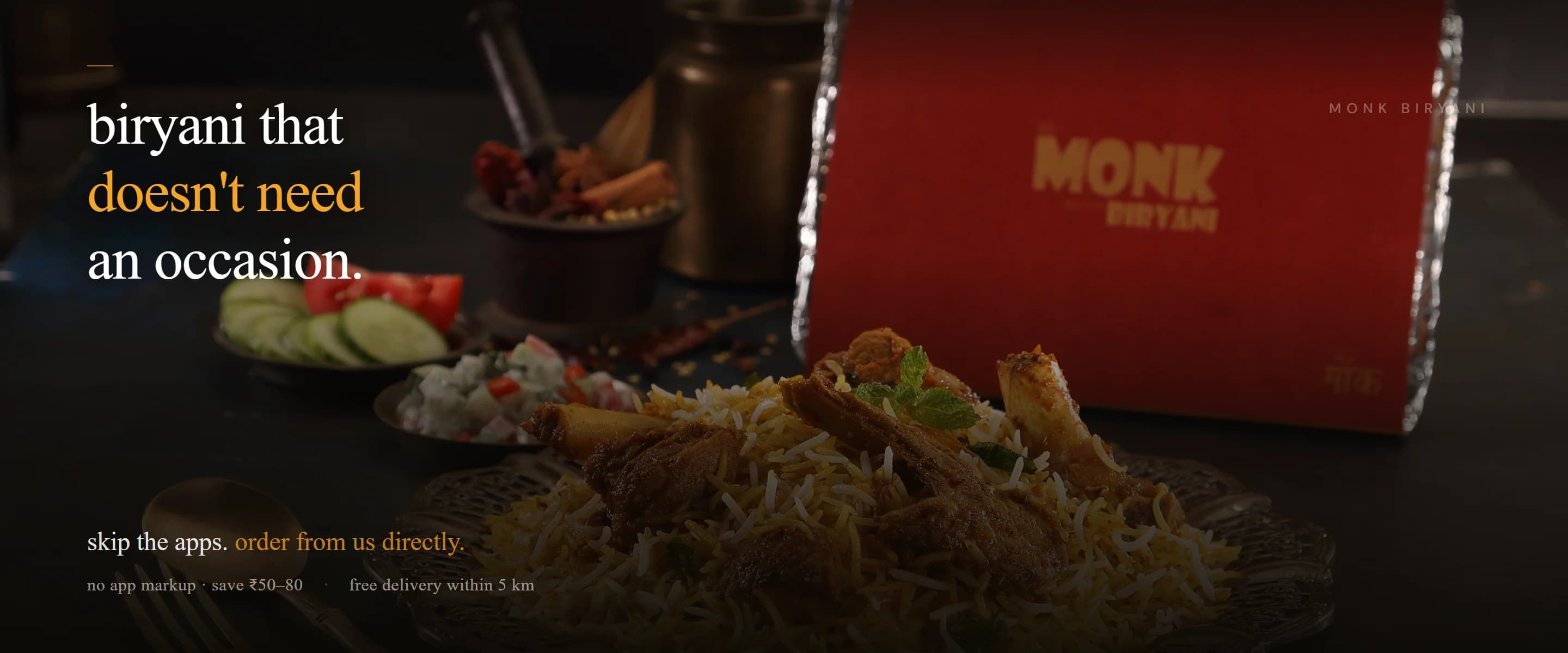 Dum-cooked biryani served fresh from the kitchen