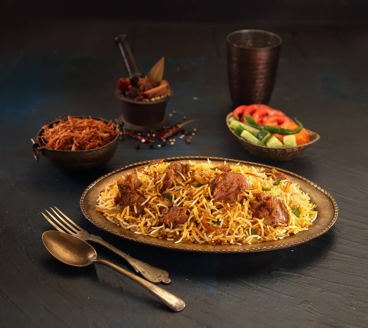 Boneless Mutton Biryani — slow-cooked, boneless, falls-apart tender