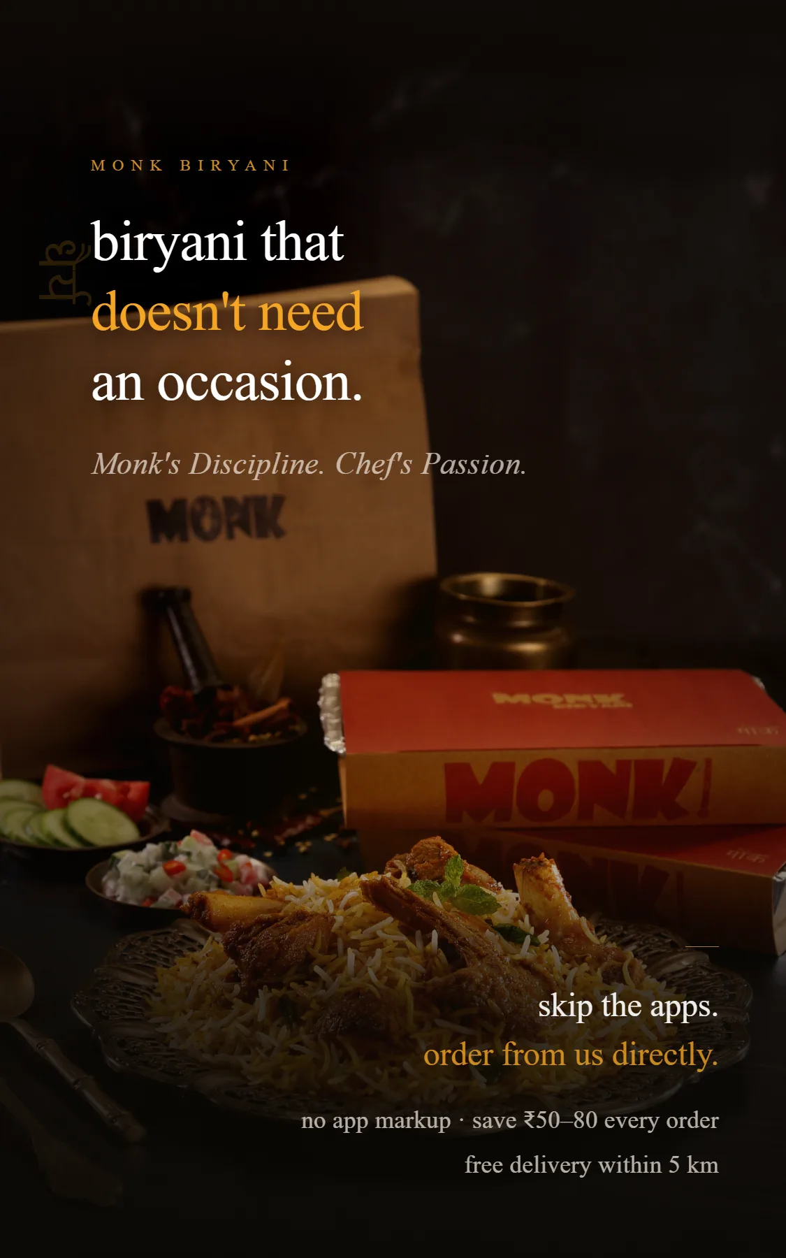 Dum-cooked biryani served fresh from the kitchen